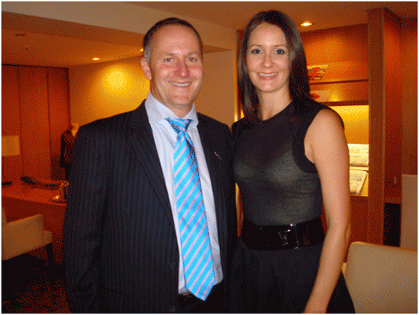 New Zealand Prime Minister, Mr John Key and Dr Olivia Kvedaras